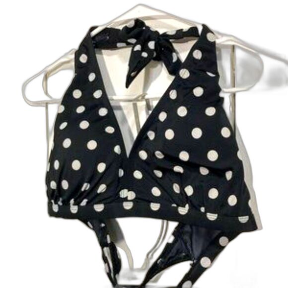 SWIMSUITS FOR ALL Black with White Polka Dot Bikini Womens 12 - Picture 9 of 13